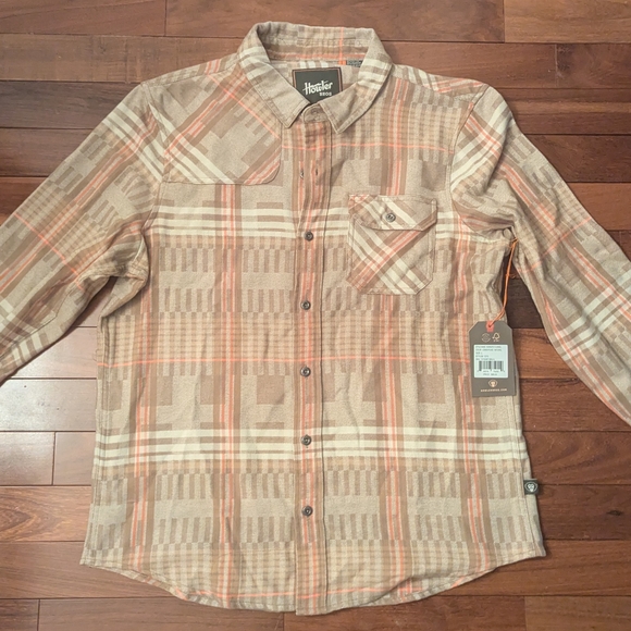 Howler Brothers Harker's Flannel Connor Plaid Tan Men's LG NWT $89 - Picture 4 of 10